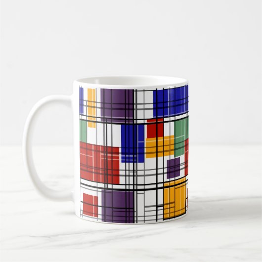 Nahtlose, karierte karierte geometrische Quadrate Kaffeetasse (Links)