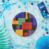 Nahtlose, karierte karierte geometrische Quadrate Pappteller (Party)