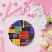 Nahtlose, karierte karierte geometrische Quadrate Pappteller (Party)