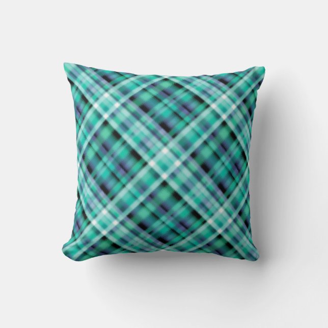 Nahtlose karierte karierte Tartan-Blaue-Grünsevy p Kissen (Vorderseite)