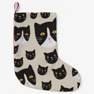 Nahtlose Katze, Illustration eines wunderlichen Mu Kleiner Weihnachtsstrumpf