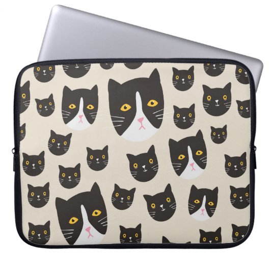 Nahtlose Katze Laptopschutzhülle (Vorderseite)