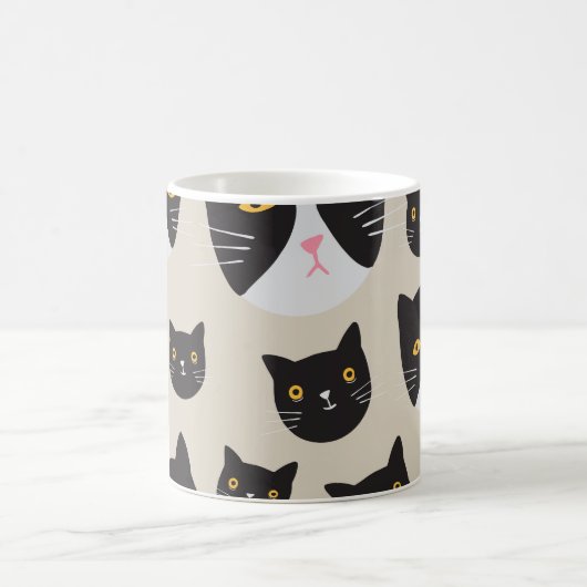 Nahtlose Katze, whimsical Muster Illustration. Kaffeetasse (Mittel)