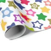 Nahtlose Kinder Spaß Cartoon Stars farbenfroh hell Geschenkpapier (Rolleneckpunkt)