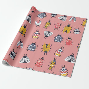 Nahtlose kinetische Muster mit Käfer und Käfer in Geschenkpapier