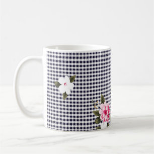 Nahtlose kleine Karos und abstrakte Muster der Blu Kaffeetasse