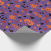 Nahtlose Kürbis-, Blätter- und Sternenwackelpapier Geschenkpapier (Ecke)