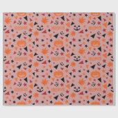 Nahtlose Kürbis, Sterne und Blätter Halloween Wrap Geschenkpapier (Flach)