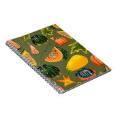 Nahtlose Kürbis- und Blätter auf grünem Boden Notizblock (Rechte Seite)