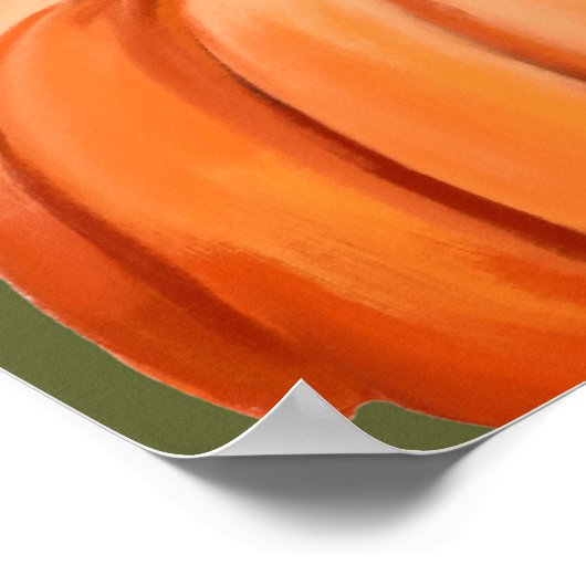 Nahtlose Kürbis- und Blätter auf grünem Boden Poster (Ecke)