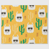Nahtlose Lama- und Kaktusmuster in Hell Geschenkpapier (Flach)