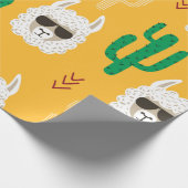 Nahtlose Lama- und Kaktusmuster in Hell Geschenkpapier (Ecke)