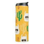 Nahtlose Lama- und Kaktusmuster in Hell Thermosbecher (Nach links gedreht)