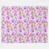 Nahtlose leichte Pflaumenfrüchte lila Beeren Kirsc Fleecedecke (Vorderseite (Horizontal))