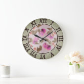 Nahtlose leichte Pflaumenfrüchte lila Beeren Kirsc Große Wanduhr (Zuhause)