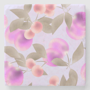 Nahtlose leichte Pflaumenfrüchte lila Beeren Kirsc Steinuntersetzer