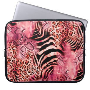 Nahtlose Leopardenmuster, abstrakter Zebra. Leopar Laptopschutzhülle