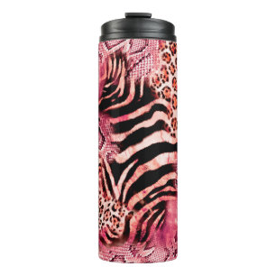 Nahtlose Leopardenmuster, abstrakter Zebra. Leopar Thermosbecher