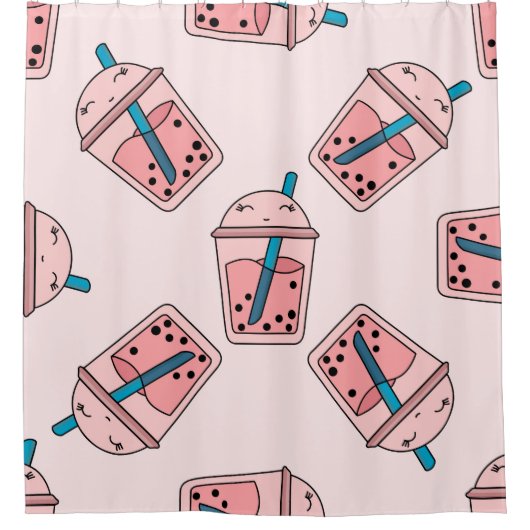 Nahtlose leuchtende Muster Bläschen Tee Früchte So Duschvorhang (Vorderseite)