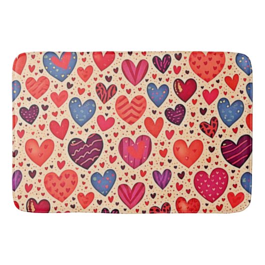 Nahtlose Liebe Herzdesign Kunst Badematte (Vorderseite)