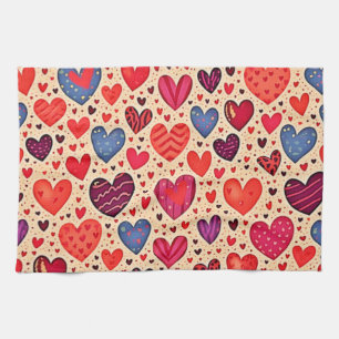 Nahtlose Liebe Herzdesign Kunst Geschirrtuch
