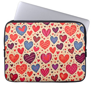 Nahtlose Liebe Herzdesign Kunst Laptopschutzhülle