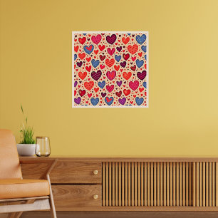 Nahtlose Liebe Herzdesign Kunst Poster
