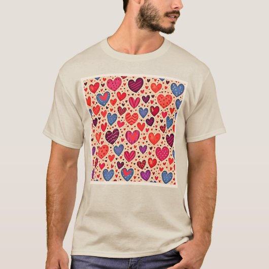 Nahtlose Liebe Herzdesign Kunst T-Shirt (Vorderseite)