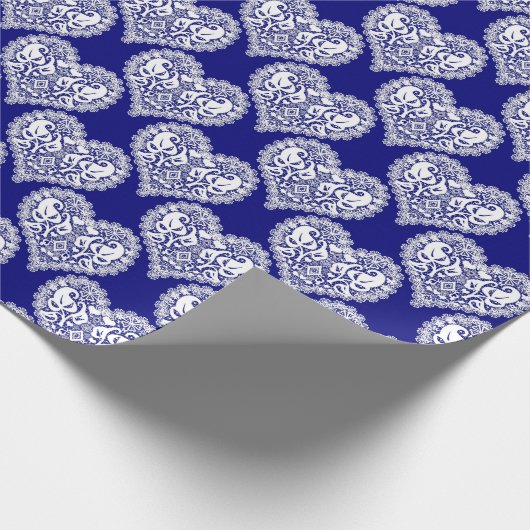 Nahtlose Liebe Valentinstag Marine weiße Spitze Geschenkpapier (Ecke)