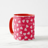 Nahtlose LIEBE Valentinstag rosa, weiße Kratzer Tasse (Vorderseite Links)