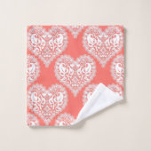 Nahtlose Liebe Valentinstag weißer Schnürsenkel Badhandtuch Set (Waschlappen)