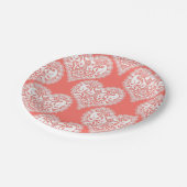 Nahtlose Liebe Valentinstag weißer Schnürsenkel Pappteller (Schrägansicht)