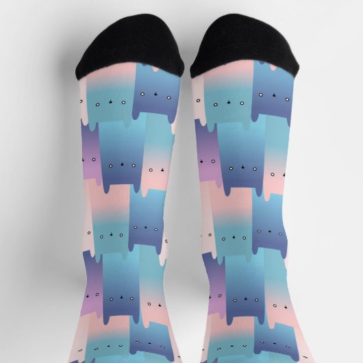 Nahtlose lila rosa Katzen Socken (Oben)