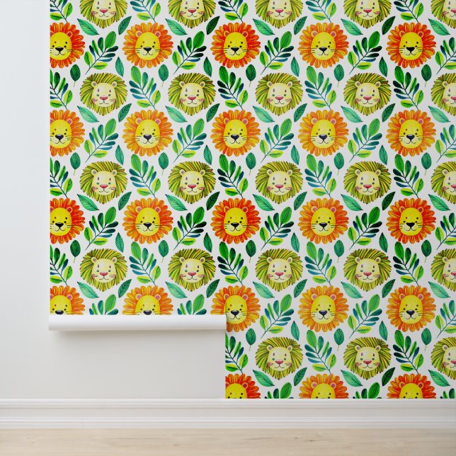 Nahtlose Lion Portrait Pattern neu Tapete (Anwendung)