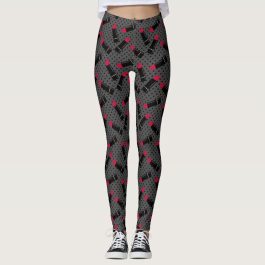 Nahtlose Lippenstift-Lippendesign-Muster Schönheit Leggings (Vorderseite)