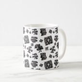 Nahtlose Maya-Muster. Schwarzweißelmännchen Kaffeetasse (VorderseiteRechts)