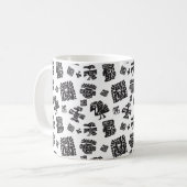 Nahtlose Maya-Muster. Schwarzweißelmännchen Kaffeetasse (Vorderseite Links)