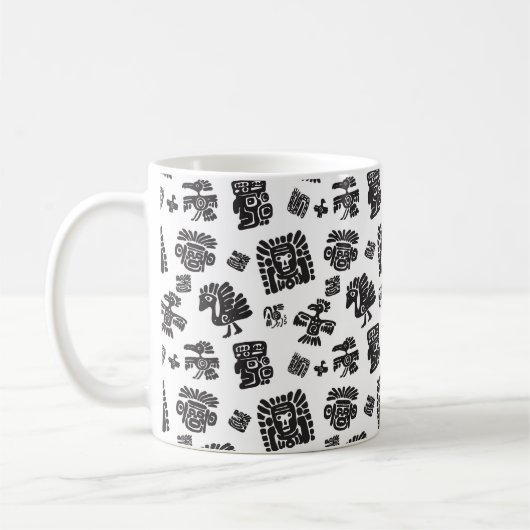 Nahtlose Maya-Muster. Schwarzweißelmännchen Kaffeetasse (Links)