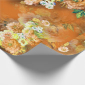 Nahtlose Mix-Blume auf orangefarbenem Hintergrund Geschenkpapier (Ecke)