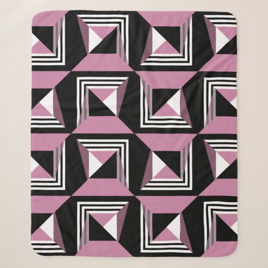 Nahtlose, moderne Quadrat-Muster Sherpadecke (Vorderseite)