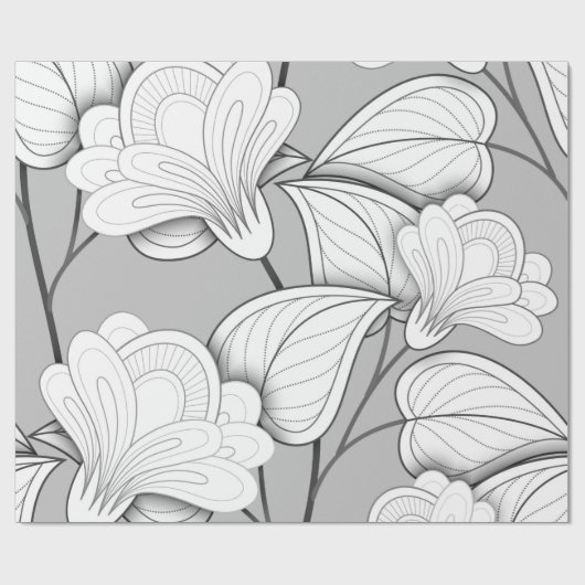 Nahtlose monochrome Blumenmuster Hand Drawn Flo Geschenkpapier (Flach)