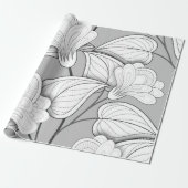Nahtlose monochrome Blumenmuster Hand Drawn Flo Geschenkpapier (Ungerollt)