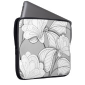 Nahtlose monochrome Blumenmuster Hand Drawn Flo Laptopschutzhülle (Vorne Rechts)