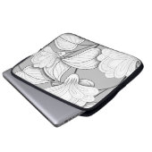Nahtlose monochrome Blumenmuster Hand Drawn Flo Laptopschutzhülle (Vorne Knopf)