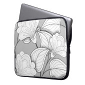 Nahtlose monochrome Blumenmuster Hand Drawn Flo Laptopschutzhülle (Vorderseite Links)