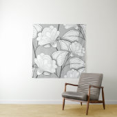 Nahtlose monochrome Blumenmuster Hand Drawn Flo Wandteppich (Beispiel)