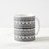 Nahtlose monochrome Ethno-Muster-Hintergrund Kaffeetasse (VorderseiteRechts)