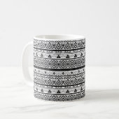 Nahtlose monochrome Ethno-Muster-Hintergrund Kaffeetasse (Vorderseite Links)