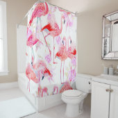 Nahtlose Muster Aquarellfarben-Rose mit rosa Flami Duschvorhang (Beispiel)