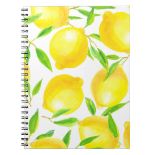 Nahtlose Muster aus Aquarelllemonen und Lea Notizblock
